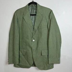 Brent Blazer Men's 38S VTG Unstructured Green Linen Cotton 50s Mad Men Excellent